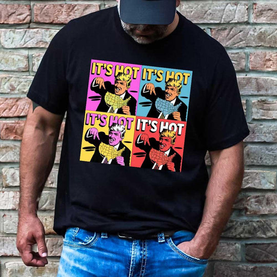 Trump Pop Art Graphic Tee – Comic Style ‘It’s Hot’ Graphic for Patriotic Fans