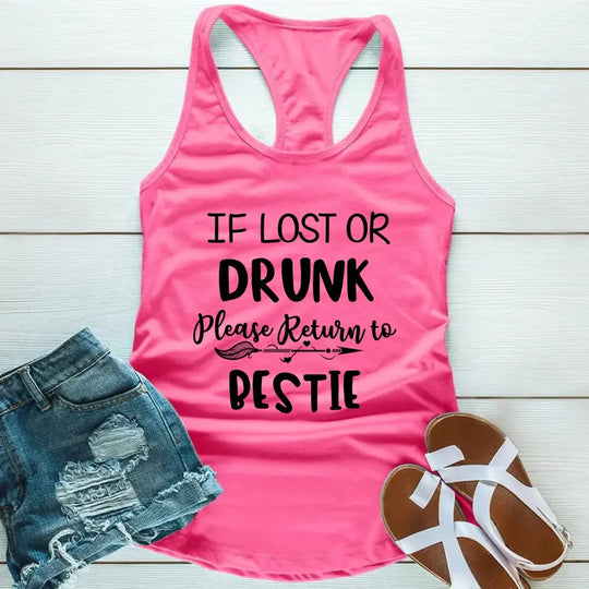If Lost or Drunk Please Return to Bestie Friends Celebration Tank Top