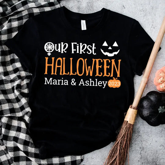 Our First Halloween Mommy & Me Personalized Black T-Shirt