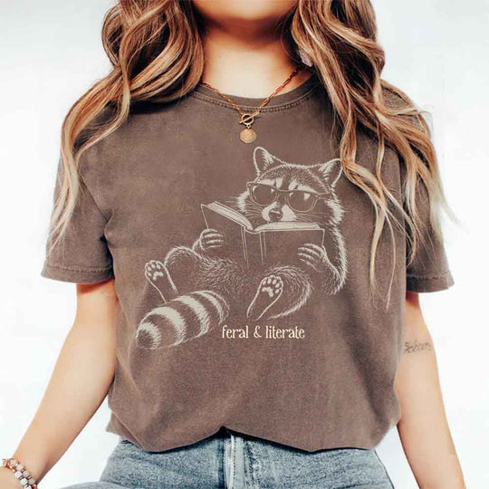 May include Feral & Literate Comfort Colors t-shirt with funny book lover graphic, relaxed unisex fit, and garment-dyed cotton