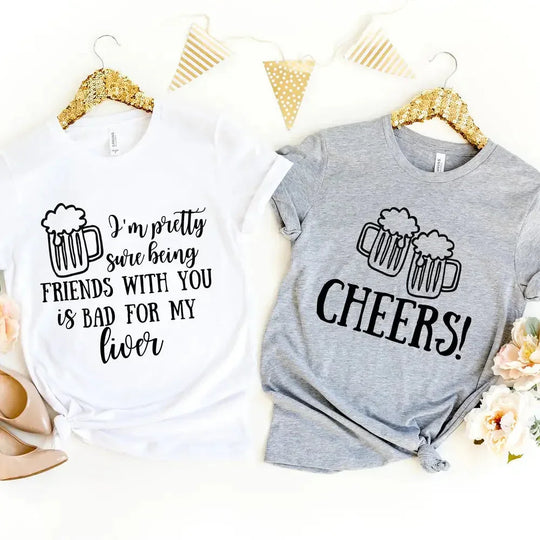 Raising Glasses, Risking Livers Couples Tee