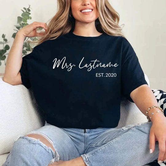 Custom Mrs. Special Edition Shirt – Personalized Name Tee for Brides & Wivesblack
