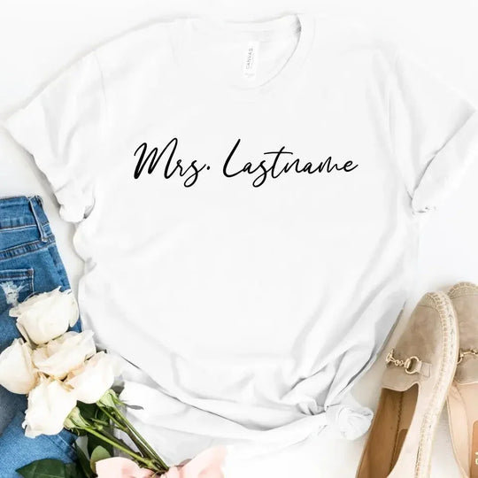 Mrs. Personalized Last Name Crewneck T-shirt TEST