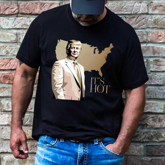 It’s Hot” Trump Shirt – Viral USA Map Tee for Men – Bold Patriotic Graphic