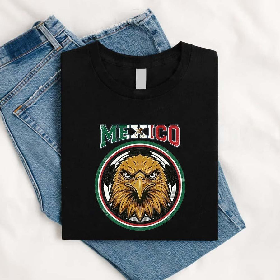 May include a person wearing a Black   Mexico 2026 World Cup Countries Animal Emblems T-Shirt featuring bold animal graphic and relaxed fit.