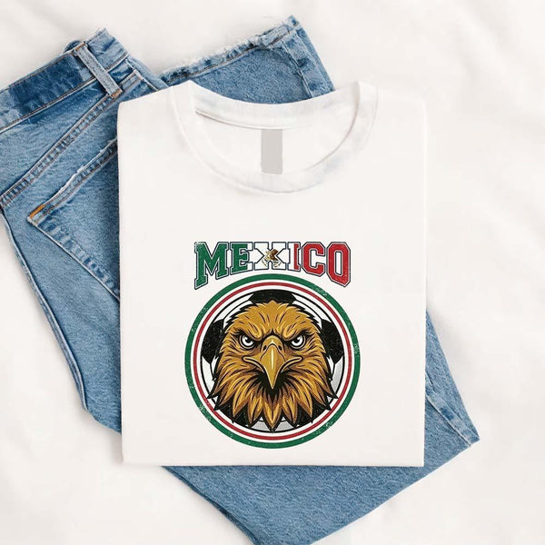 May include a person wearing a White mexico  2026 World Cup Countries Animal Emblems T-Shirt featuring bold animal graphic and relaxed fit.