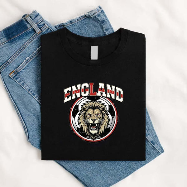 May include a person wearing a Black   England 2026 World Cup Countries Animal Emblems T-Shirt featuring bold animal graphic and relaxed fit.