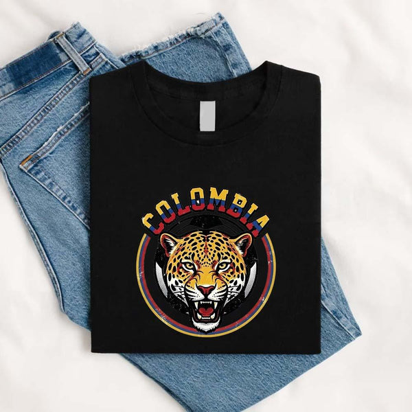May include a person wearing a Black Colombia  2026 World Cup Countries Animal Emblems T-Shirt featuring bold animal graphic and relaxed fit.
