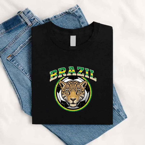 May include a person wearing a Black Brazil  2026 World Cup Countries Animal Emblems T-Shirt featuring bold animal graphic and relaxed fit.
