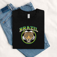 May include a person wearing a Black Brazil  2026 World Cup Countries Animal Emblems T-Shirt featuring bold animal graphic and relaxed fit.