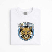 White Uruguay soccer fan t-shirt with puma emblem and blue graphic design
