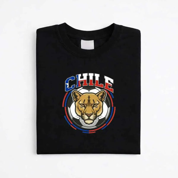 May include a person wearing a Black Chile 2026 World Cup Countries Animal Emblems T-Shirt featuring bold animal graphic and relaxed fit.