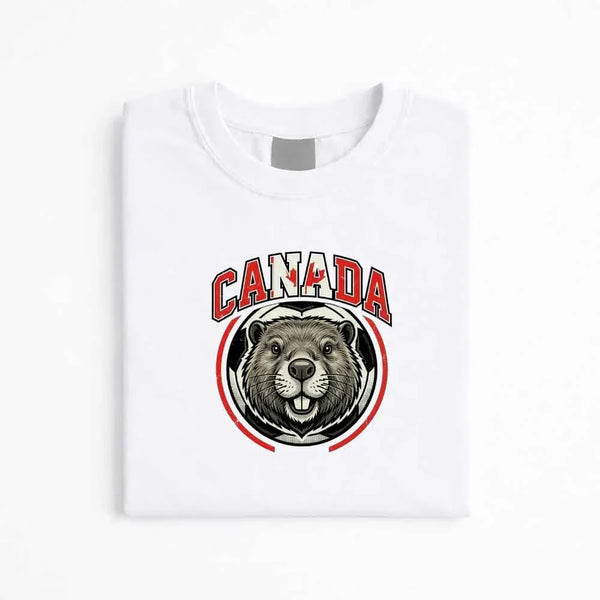 May include a person wearing a White Canada 2026 World Cup Countries Animal Emblems T-Shirt featuring bold animal graphic and relaxed fit.
