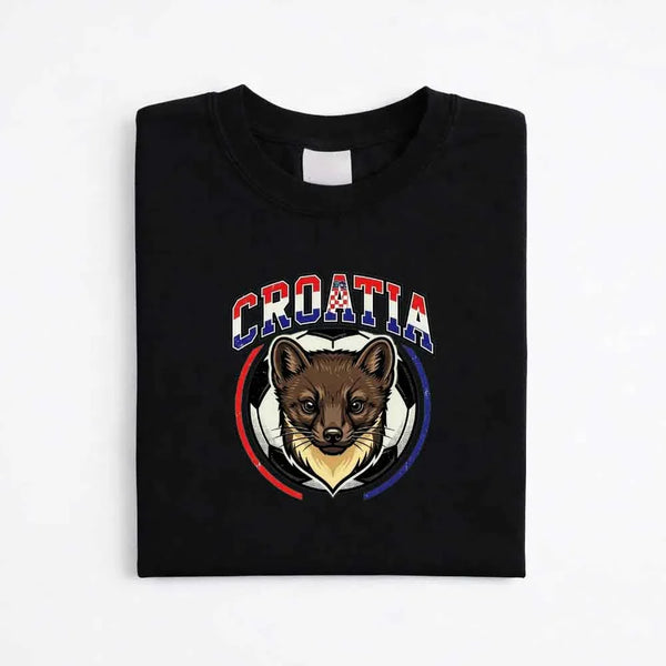 May include a person wearing a Black Croatia 2026 World Cup Countries Animal Emblems T-Shirt featuring bold animal graphic and relaxed fit.