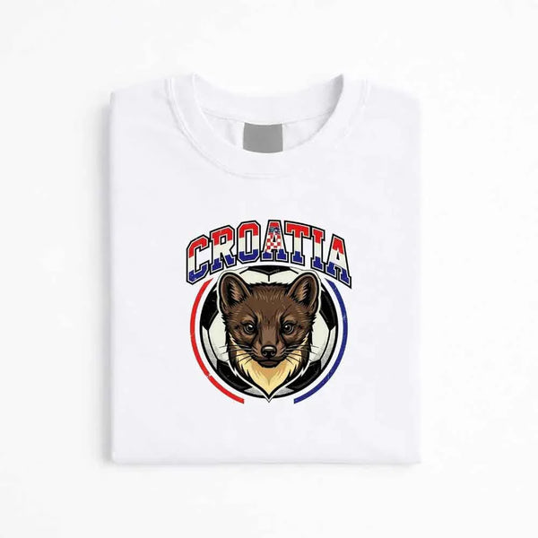 May include a person wearing a White Croatia 2026 World Cup Countries Animal Emblems T-Shirt featuring bold animal graphic and relaxed fit.