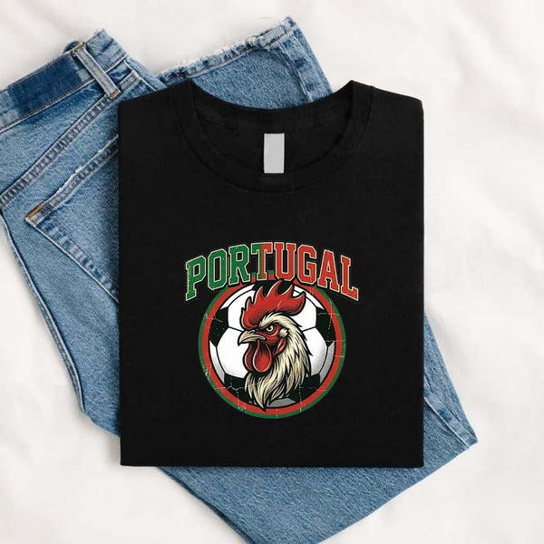 May include a person wearing a Black Portugal  2026 World Cup Countries Animal Emblems T-Shirt featuring bold animal graphic and relaxed fit.