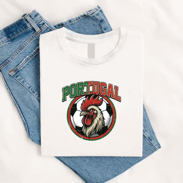 May include a person wearing a White Portugal 2026 World Cup Countries Animal Emblems T-Shirt featuring bold animal graphic and relaxed fit.