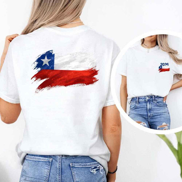 May include a person wearing a White Chile 2026 World Cup "Countries" T-Shirt – Soccer Fan Graphic Tee featuring bold soccer countries graphic and relaxed fit.