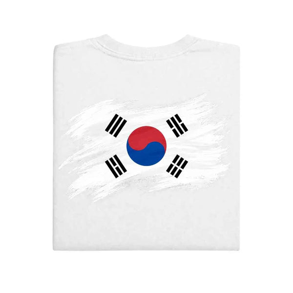 May include a person wearing a White South Korea 2026 World Cup "Countries" T-Shirt – Soccer Fan Graphic Tee featuring bold soccer countries graphic and relaxed fit.