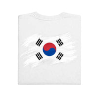 May include a person wearing a White South Korea 2026 World Cup "Countries" T-Shirt – Soccer Fan Graphic Tee featuring bold soccer countries graphic and relaxed fit.