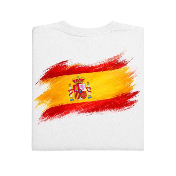 May include a person wearing a White Spain 2026 World Cup "Countries" T-Shirt – Soccer Fan Graphic Tee featuring bold soccer countries graphic and relaxed fit.