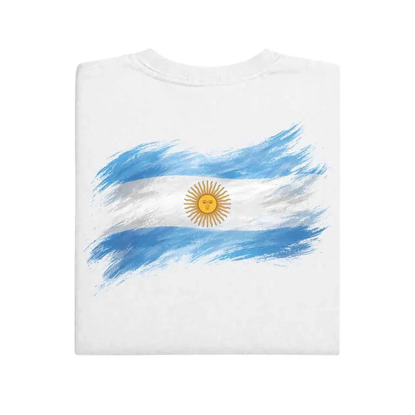 May include a person wearing a White Argentina 2026 World Cup "Countries" T-Shirt – Soccer Fan Graphic Tee featuring bold soccer countries graphic and relaxed fit.