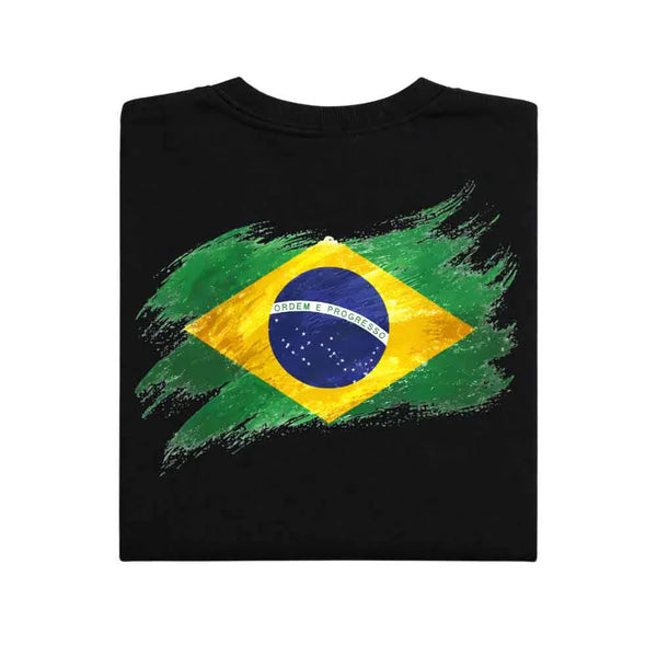 May include a person wearing a Black Brazil  2026 World Cup "Countries" T-Shirt – Soccer Fan Graphic Tee featuring bold soccer countries graphic and relaxed fit.