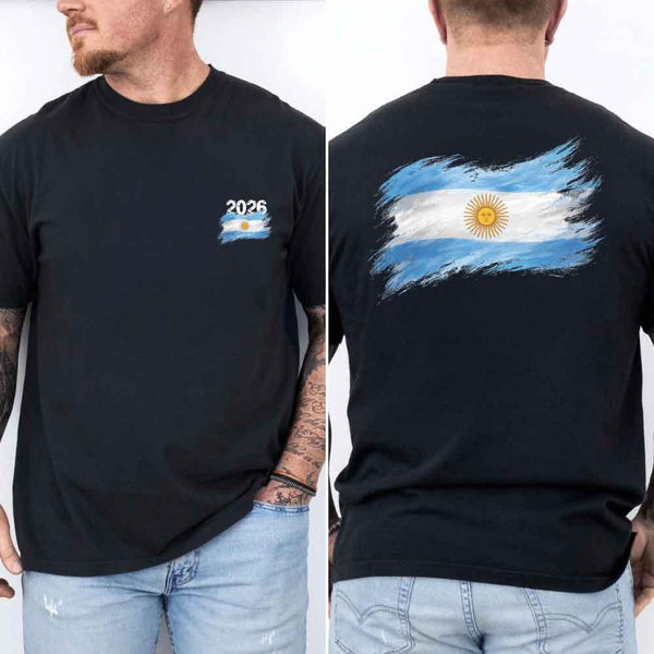 May include a person wearing an black Argentina 2026 World Cup "Countries" T-Shirt – Soccer Fan Graphic Tee featuring bold soccer countries graphic and relaxed fit.