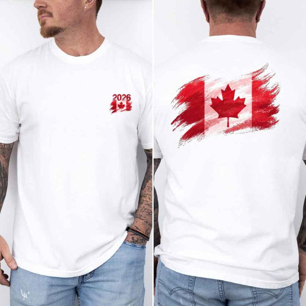 May include a person wearing a White Canada 2026 World Cup "Countries" T-Shirt – Soccer Fan Graphic Tee featuring bold soccer countries graphic and relaxed fit.