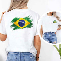 May include a person wearing a White Brazil 2026 World Cup "Countries" T-Shirt – Soccer Fan Graphic Tee featuring bold soccer countries graphic and relaxed fit.