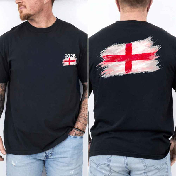 May include a person wearing a Black England 2026 World Cup "Countries" T-Shirt – Soccer Fan Graphic Tee featuring bold soccer countries graphic and relaxed fit.