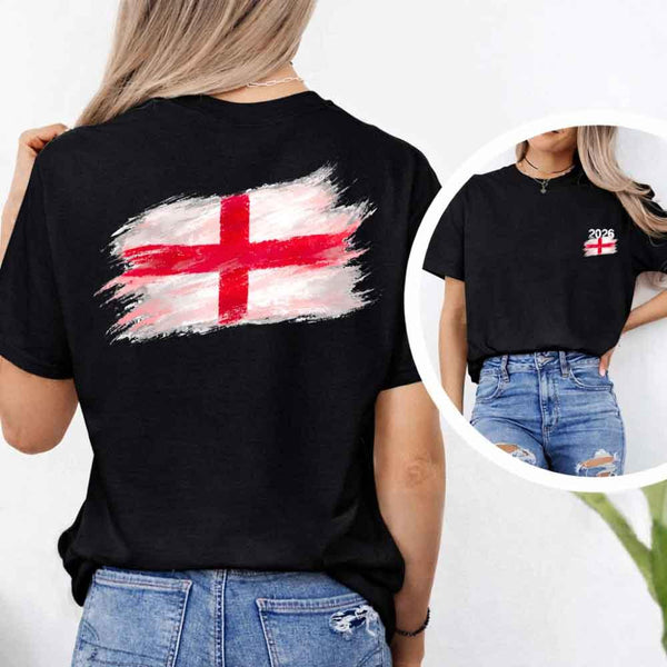 May include a person wearing a Black England 2026 World Cup "Countries" T-Shirt – Soccer Fan Graphic Tee featuring bold soccer countries graphic and relaxed fit.