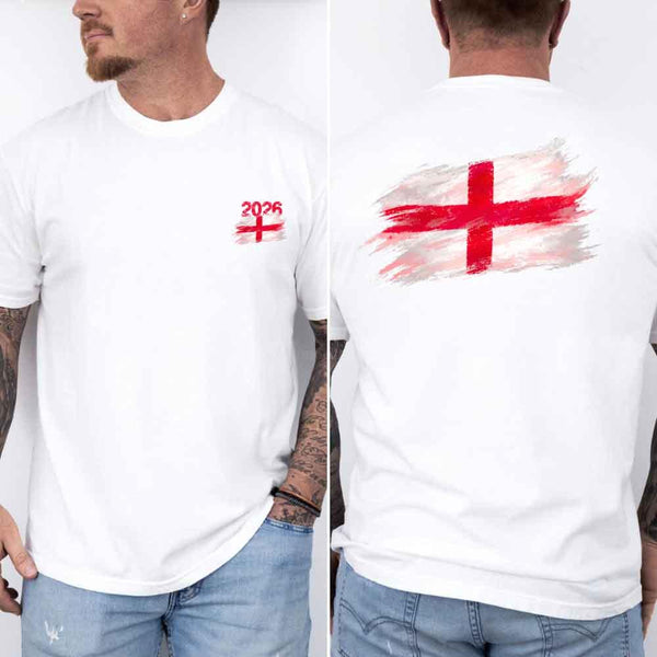 May include a person wearing a White England 2026 World Cup "Countries" T-Shirt – Soccer Fan Graphic Tee featuring bold soccer countries graphic and relaxed fit.