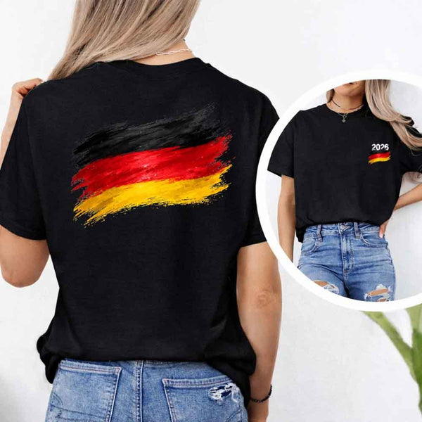 May include a person wearing a Black Germany 2026 World Cup "Countries" T-Shirt – Soccer Fan Graphic Tee featuring bold soccer countries graphic and relaxed fit.
