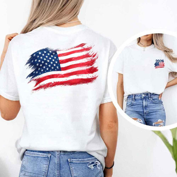 May include a  person wearing a white USA 2026 World Cup "Countries" T-Shirt – Soccer Fan Graphic Tee featuring bold soccer countries graphic and relaxed fit.