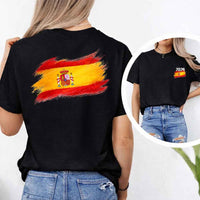 May include a person wearing a black Spain 2026 World Cup "Countries" T-Shirt – Soccer Fan Graphic Tee featuring bold soccer countries graphic and relaxed fit.