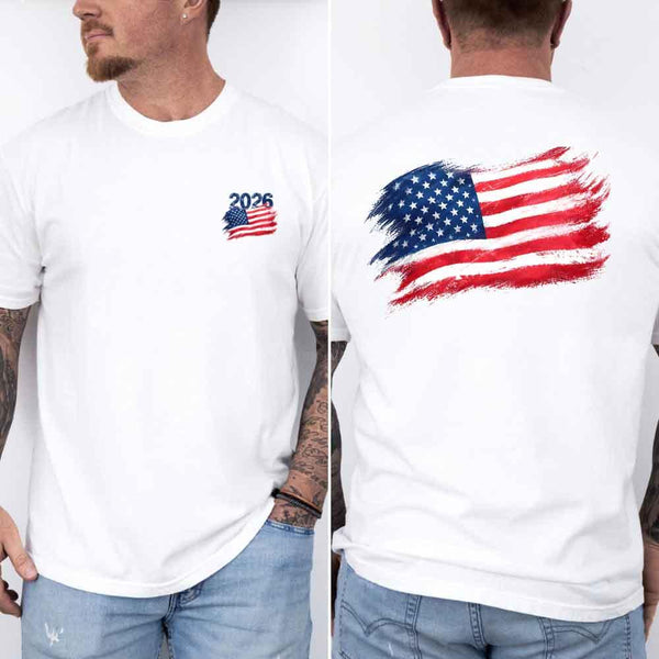 May include a  person wearing a white USA 2026 World Cup "Countries" T-Shirt – Soccer Fan Graphic Tee featuring bold soccer countries graphic and relaxed fit.