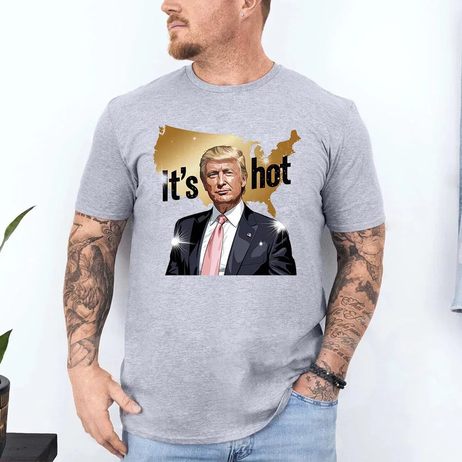 Trump “It’s Hot” Tee – Viral Political Shirt – Bold USA Map Graphic – Trending Conservative Merch