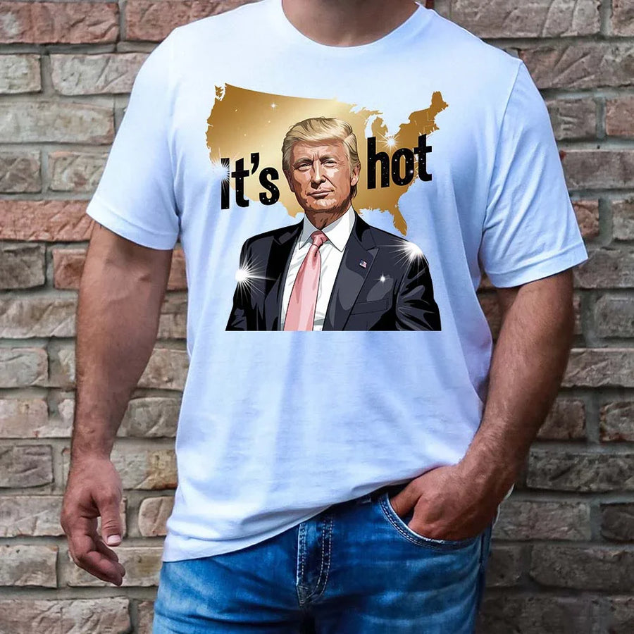 Trump “It’s Hot” Tee – Viral Political Shirt – Bold USA Map Graphic – Trending Conservative Merch