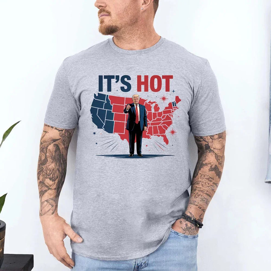 🔥 Trump ‘It’s Hot’ Red vs Blue States T-Shirt – Funny Political Graphic Tee for Patriots