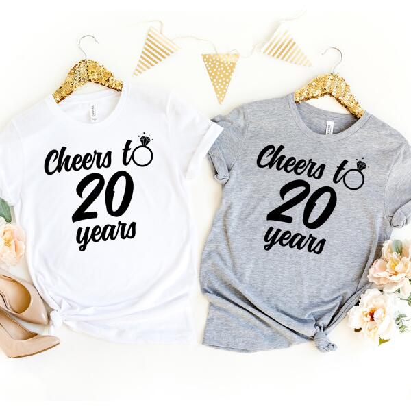 Cheers to Many Years Personalized Anniversary T-shirts