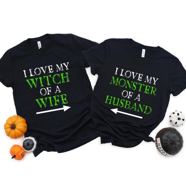 Witch of a Wife and Monster of a Husband Couples Tee