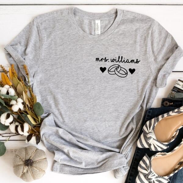 Mrs Personalized With Ring Tee