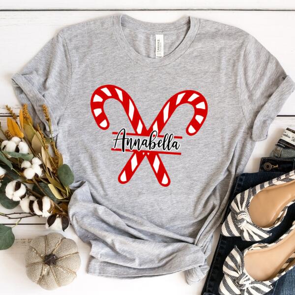 Christmas Candy Cane Family Personalized Tee