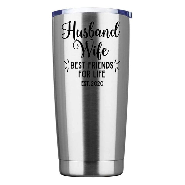 Vaso personalizado "Marido, esposa y mejores amigos"