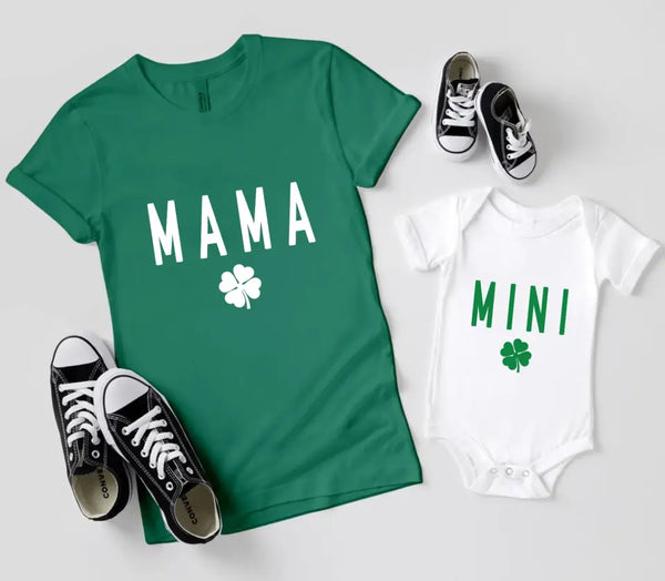 Lucky Mama & Mini Shirt Set – Matching Clover Tees