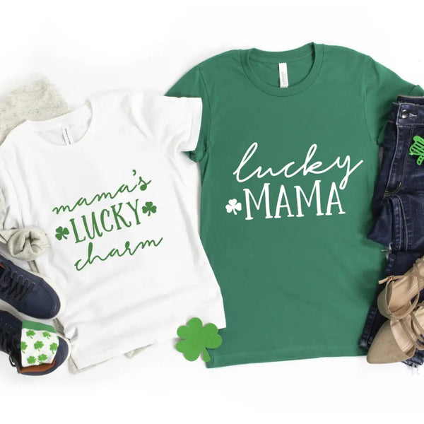 Lucky Mama Tee Lucky Charm St. Patty's T-Shirt For Mom and Kids