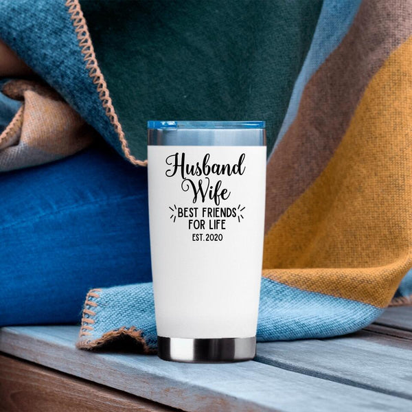 Vaso personalizado "Marido, esposa y mejores amigos"