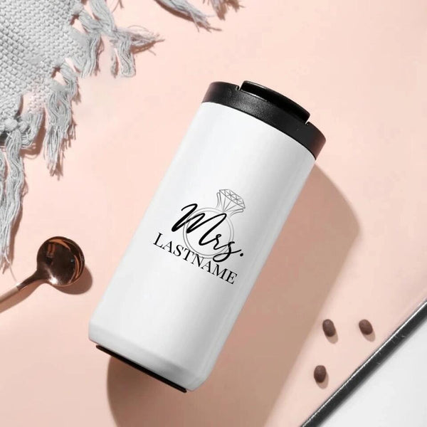 Mrs With Ring Personalized 14oz Coffee Tumbler