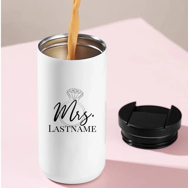 Mrs With Ring Personalized 14oz Coffee Tumbler
